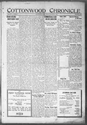 Cottonwood Chronicle Newspaper January 17, 1919 kapağı