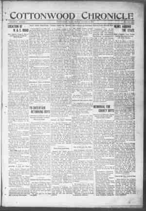 Cottonwood Chronicle Newspaper January 31, 1919 kapağı