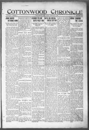 Cottonwood Chronicle Newspaper February 7, 1919 kapağı