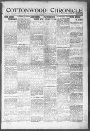 Cottonwood Chronicle Newspaper February 21, 1919 kapağı