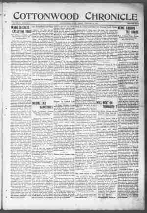 Cottonwood Chronicle Newspaper February 28, 1919 kapağı