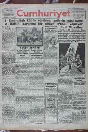 Cumhuriyet Gazetesi 27 Ocak 1929 kapağı