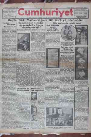 Cumhuriyet Gazetesi 31 Ocak 1929 kapağı