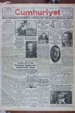 Cumhuriyet Gazetesi 14 Şubat 1929 kapağı