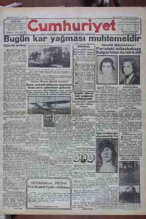 Cumhuriyet Gazetesi 20 Şubat 1929 kapağı
