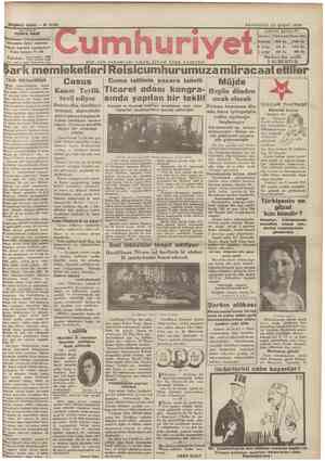 Cumhuriyet Gazetesi 25 Şubat 1929 kapağı