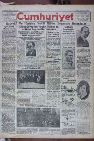 Cumhuriyet Gazetesi 26 Şubat 1929 kapağı