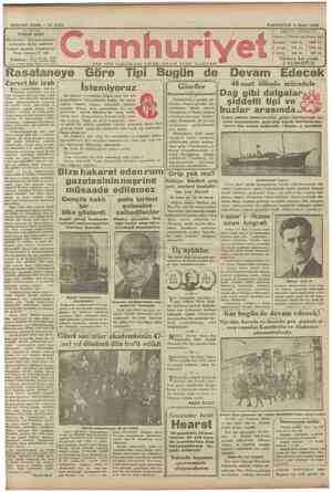 Cumhuriyet Gazetesi 4 Mart 1929 kapağı