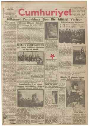  BEŞİNCİ SENE — N” 1761 ÇARŞAMBA 3 Nisan 1928 Baş Muharriri YUNUS NADİ — — İdarehanesi : Düyunuumumiye karşısında dairei...