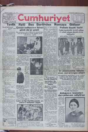 Cumhuriyet Gazetesi April 25, 1929 kapağı