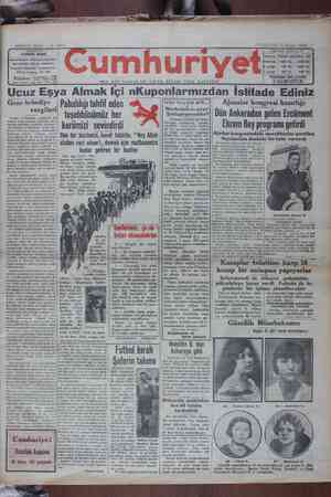 Cumhuriyet Gazetesi 16 Mayıs 1929 kapağı