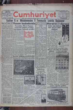Cumhuriyet Gazetesi 29 Haziran 1929 kapağı