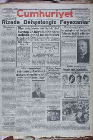 Cumhuriyet Gazetesi 15 Temmuz 1929 kapağı