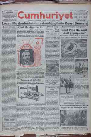 Cumhuriyet Gazetesi 24 Temmuz 1929 kapağı