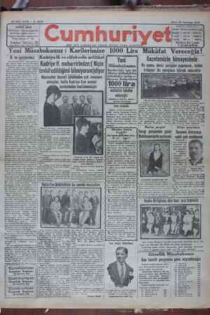 Cumhuriyet Gazetesi 30 Temmuz 1929 kapağı