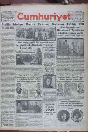 Cumhuriyet Gazetesi 12 Ağustos 1929 kapağı
