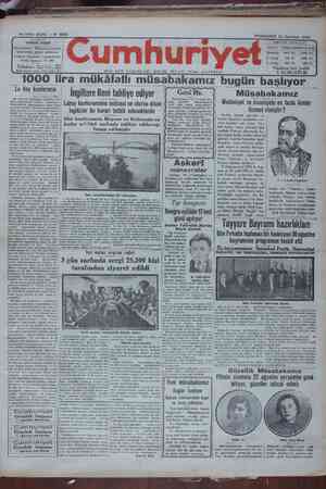 Cumhuriyet Gazetesi 15 Ağustos 1929 kapağı