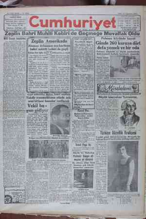 Cumhuriyet Gazetesi 27 Ağustos 1929 kapağı
