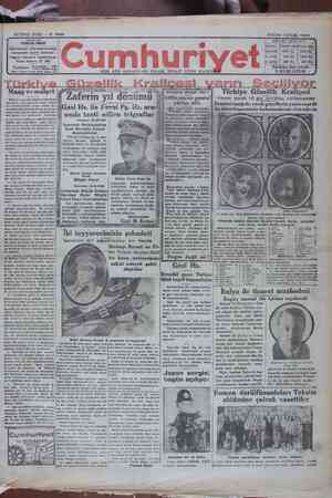 Cumhuriyet Gazetesi 1 Eylül 1929 kapağı