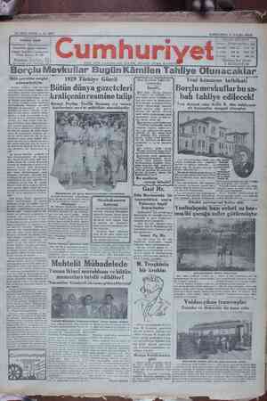 Cumhuriyet Gazetesi 4 Eylül 1929 kapağı
