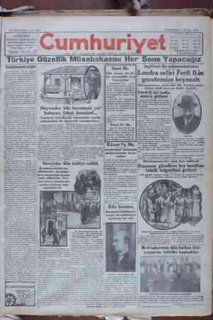 Cumhuriyet Gazetesi 5 Eylül 1929 kapağı