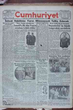 Cumhuriyet Gazetesi 6 Eylül 1929 kapağı