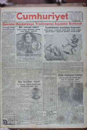 Cumhuriyet Gazetesi 9 Eylül 1929 kapağı