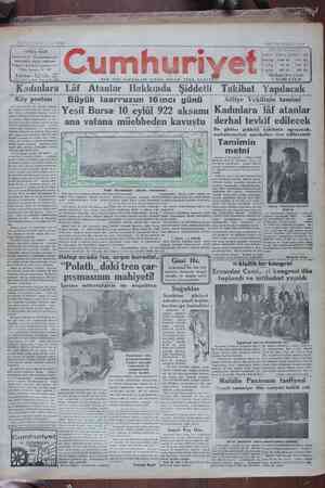 Cumhuriyet Gazetesi 10 Eylül 1929 kapağı