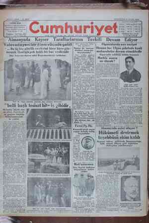 Cumhuriyet Gazetesi 14 Eylül 1929 kapağı