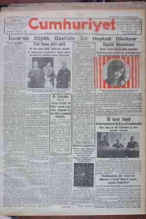 Cumhuriyet Gazetesi 18 Kasım 1929 kapağı