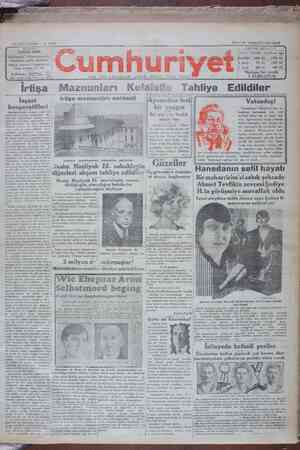 Cumhuriyet Gazetesi 19 Kasım 1929 kapağı