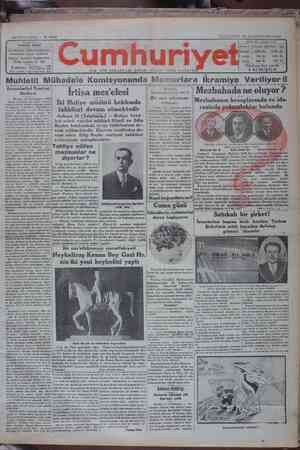 Cumhuriyet Gazetesi 20 Kasım 1929 kapağı