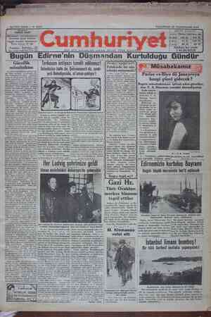 Cumhuriyet Gazetesi 25 Kasım 1929 kapağı