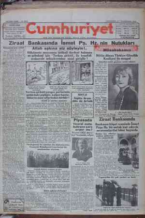 Cumhuriyet Gazetesi 27 Kasım 1929 kapağı