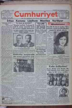 Cumhuriyet Gazetesi 28 Kasım 1929 kapağı