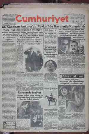 Cumhuriyet Gazetesi 14 Aralık 1929 kapağı