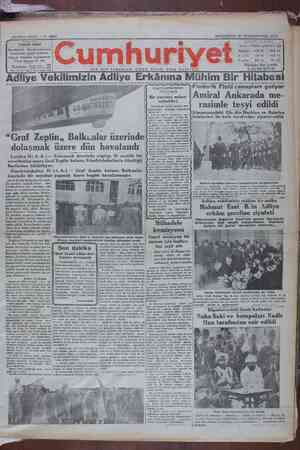 Cumhuriyet Gazetesi 16 Aralık 1929 kapağı