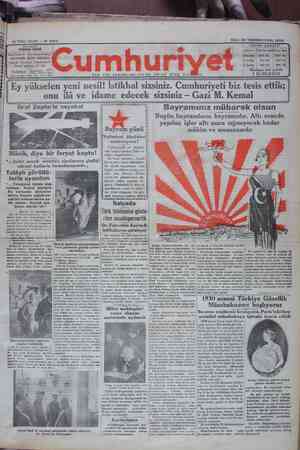 Cumhuriyet Gazetesi 29 Aralık 1929 kapağı