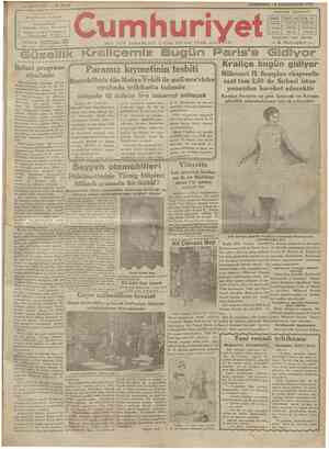 Cumhuriyet Gazetesi 29 Ocak 1930 kapağı