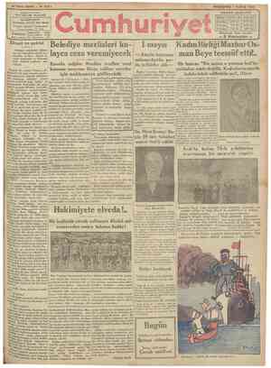 Cumhuriyet Gazetesi 1 Mayıs 1930 kapağı