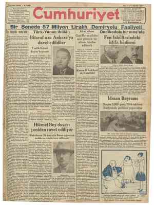 Cumhuriyet Gazetesi 23 Mayıs 1930 kapağı