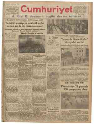 Cumhuriyet Gazetesi 7 Haziran 1930 kapağı