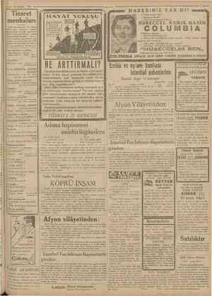  10 Haziran 1930 'Cumhuriyet Ticaret menbaları Gazetemiz karilerine bir hizmet olmak üzere doğrudan doğruya memleketimiz...