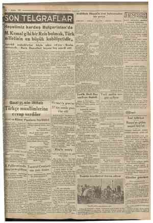  6 Ağustos 1930 •b^«M« Camhurîyet *" SON TELGRAFLAR Heyetimiz kardeş Bulgaristan'da «.nmmımınıtııınnuıllııımıımııııi"...