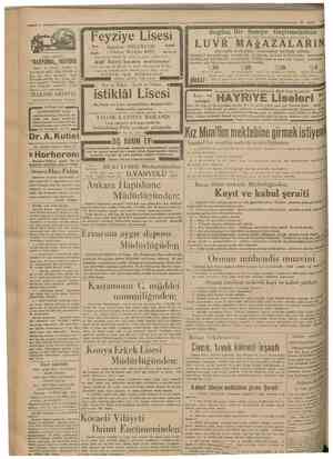  5 6 • •»"» Feyziye Lisesi Kız Bugün; Bir Sanıye Ueçirmeksizin Bevoğlu'nda k ^ i £ cadjjesinde Tokathyanjcarşısında 223...