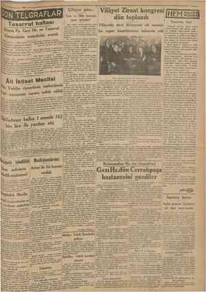  15 Kâmruevvel 1930 Camhiiriyet SON TELGRAFLAR Tasarruf haftası Kâzım Pş. Gazi Hz. ne Tasarruf Cemiyetinin tazimlerini arzetti