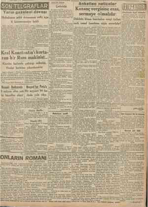  4 Kânurusani 1931 Camfrtinyet SON TELGRAFLAR Yarın gazetesi davası 6 kânunusaniye kaldı KÜÇÜK KÖŞE: Çatlakhk Bir sabah vatan