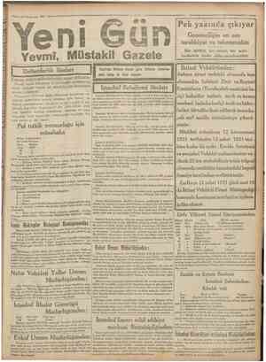  20 Kânumsani 1931 Pek yakmda çıkıyor Gazeteciliğin en son terakkiyat ve tekemmülâtı Yevmî, Müstakil Gazete Defterdarlık...