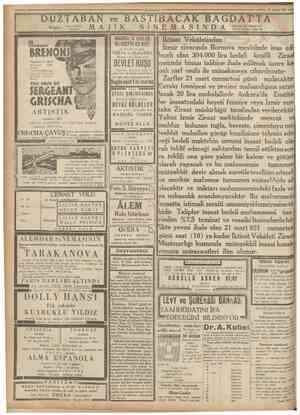  Cumhuriyet 19 Subat 1931 DUZTABAN ve BASTIBACAK BAGDAT'TA matinelerden itibaren M AJ t K S I N E M A S I N D A Kahkaha...