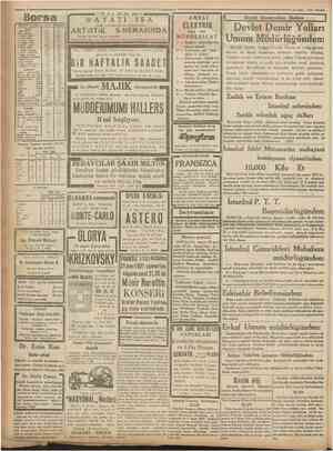  Borsa Kamnlyo ve Mikut iKfUıı lafflllı '»Imı Amcrlkaa H, Fraak > TMBttı Camfmrivet CCCÎL a de MlLLE'in şabeseri Mart A.llüı t